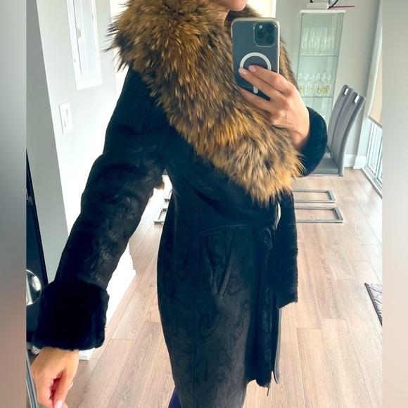 DIVAPELLE Suede & Fur Wrap Winter Coat - Picture 3 of 8